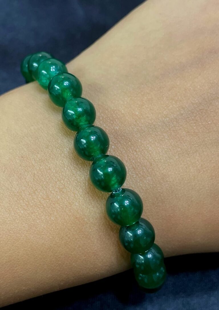 GEMTRE Round Beaded Gemstone Stretchable Bracelet for M…