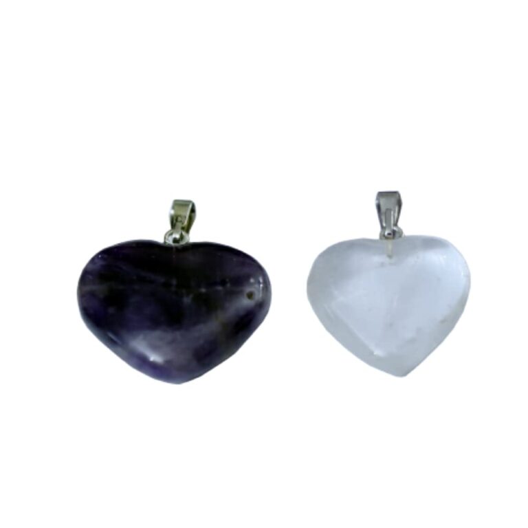Heart-Shaped Clear Quartz And Amethyst Pendant | Combo …