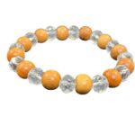 Wood & Crystal Diamond Cut Stretchable Bracelet | Numer…